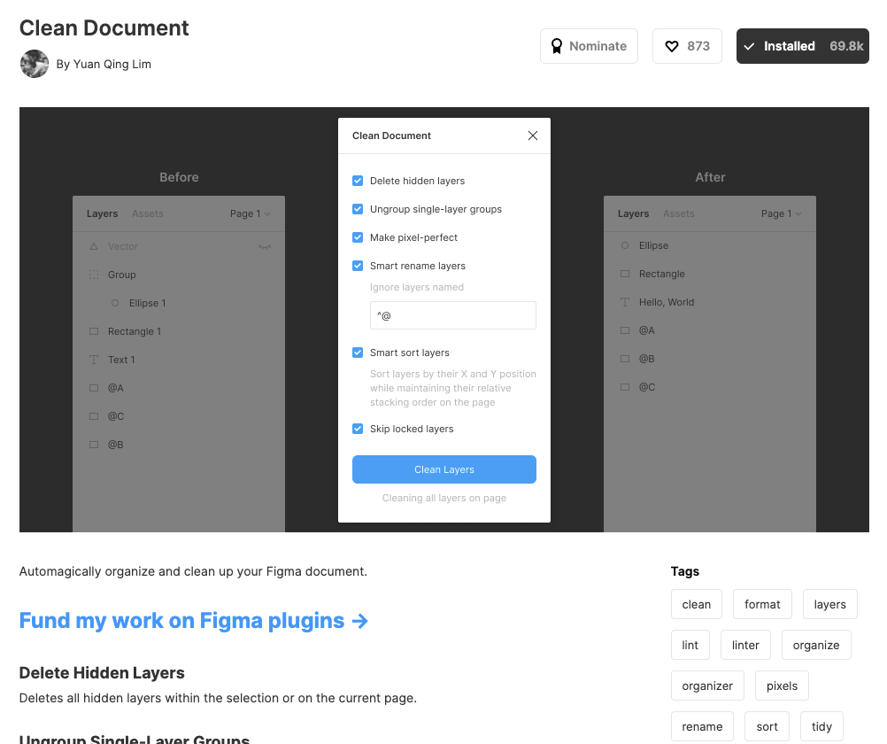 Figmaでレイヤーやグループを自動整理できる「Clean Document」の